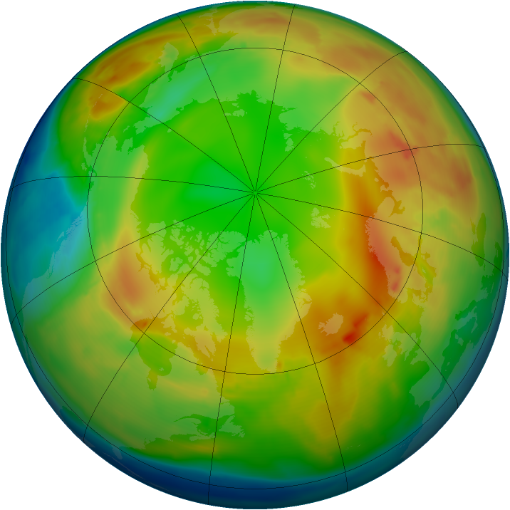 Arctic ozone map for 19 January 2011